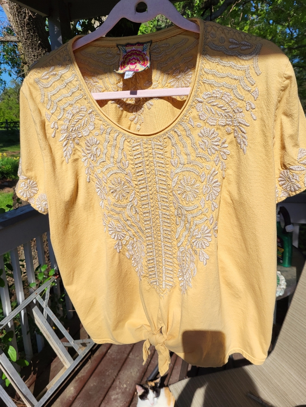Embroidered Johnny Was Gold Women's Top